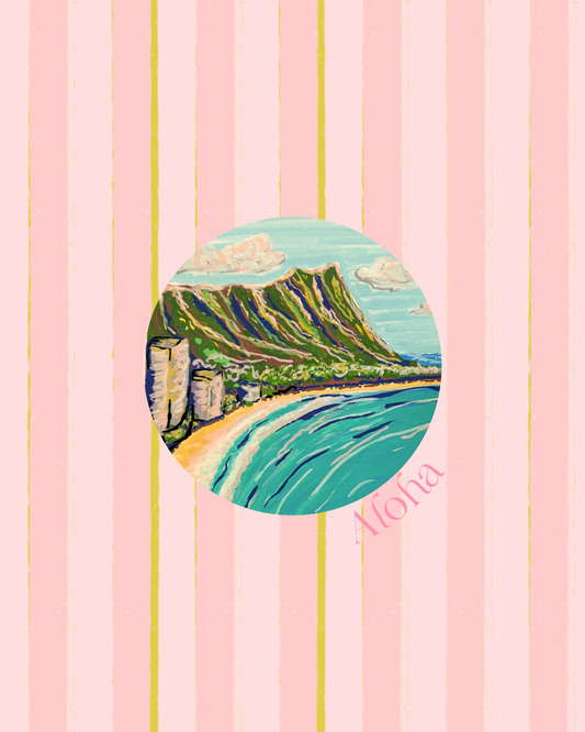 Pink Stripe Aloha Print
