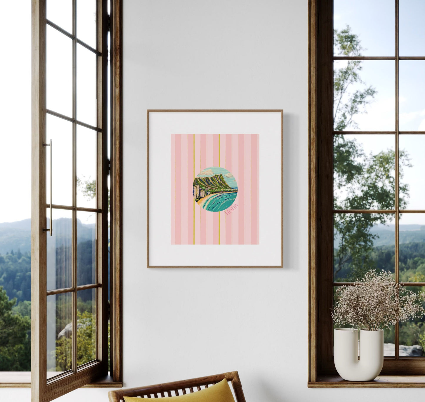 Pink Stripe Aloha Print